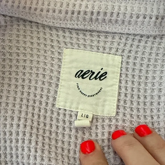 aerie Waffle Button-Down Shirt - Picture 2 of 3